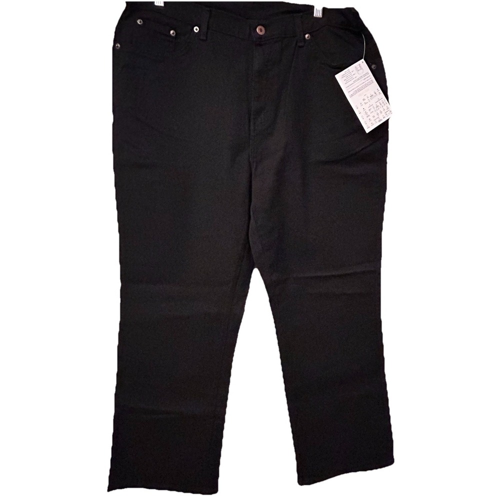 Denim & Co. 5-Pocket Lightly Boot-Cut Jeans Black 1X New Embroidered Pants QVC